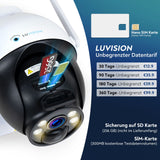 LUVISION 4G / LTE PTZ Solar Überwachungskamera 4MP mit SIM Karte KI Bewegungsverfolgung