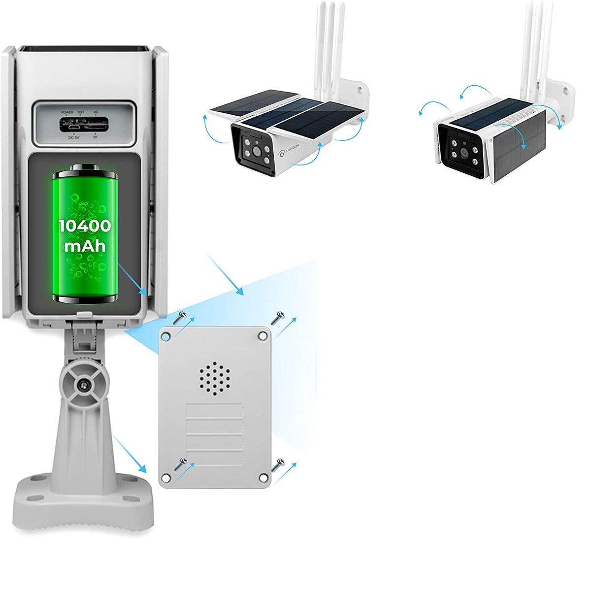 LUVISION WLAN Solar Kamera mit Solarzelle Solarpanel Solarkamera Tuya App Alexa kompatibel