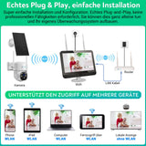 LUVISION Dual WiFi PTZ Surveillance System with LED Monitor, 4MP Solar PTZ Surveillance Camera, Microphone, Siren, Smart Night Vision