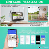LUVISION Dual WiFi PTZ Surveillance System with LED Monitor, 4MP Solar PTZ Surveillance Camera, Microphone, Siren, Smart Night Vision