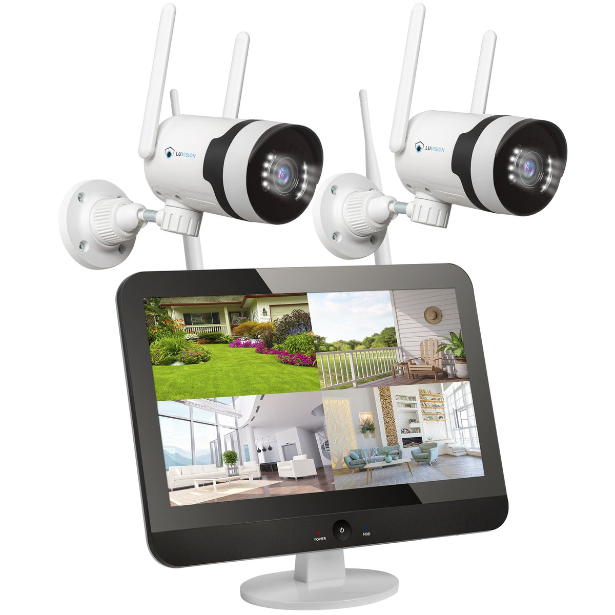 LUVISION Dual WLAN PTZ Surveillance System with Monitor 5MP, Microphone, Siren, Night Vision, AI Motion Tracking