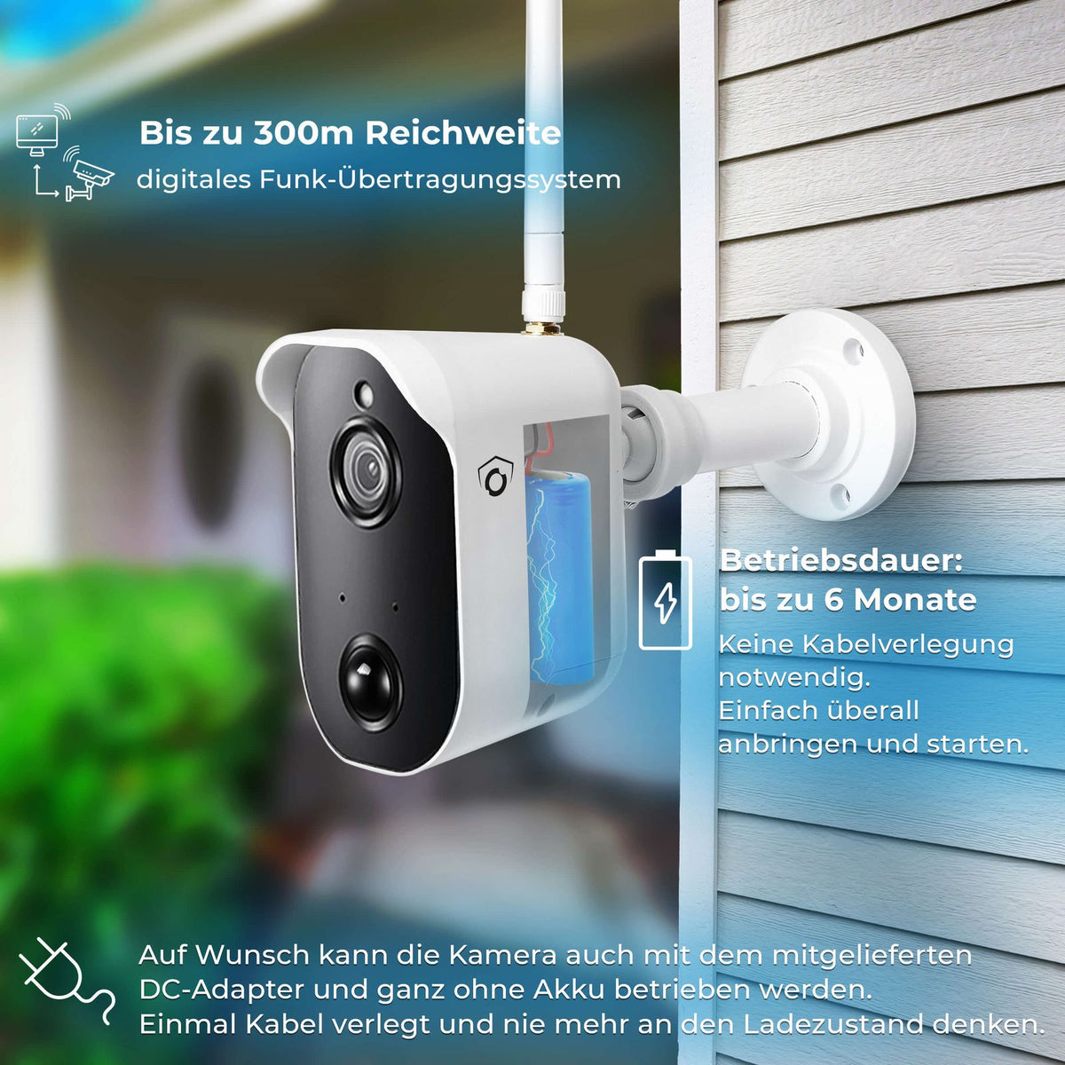 LUVISION Funk Video-Überwachungssystem Alarm 1080p Funk-Kamera mit Solarpanel PIR Mikrofon  (Versandrückläufer)
