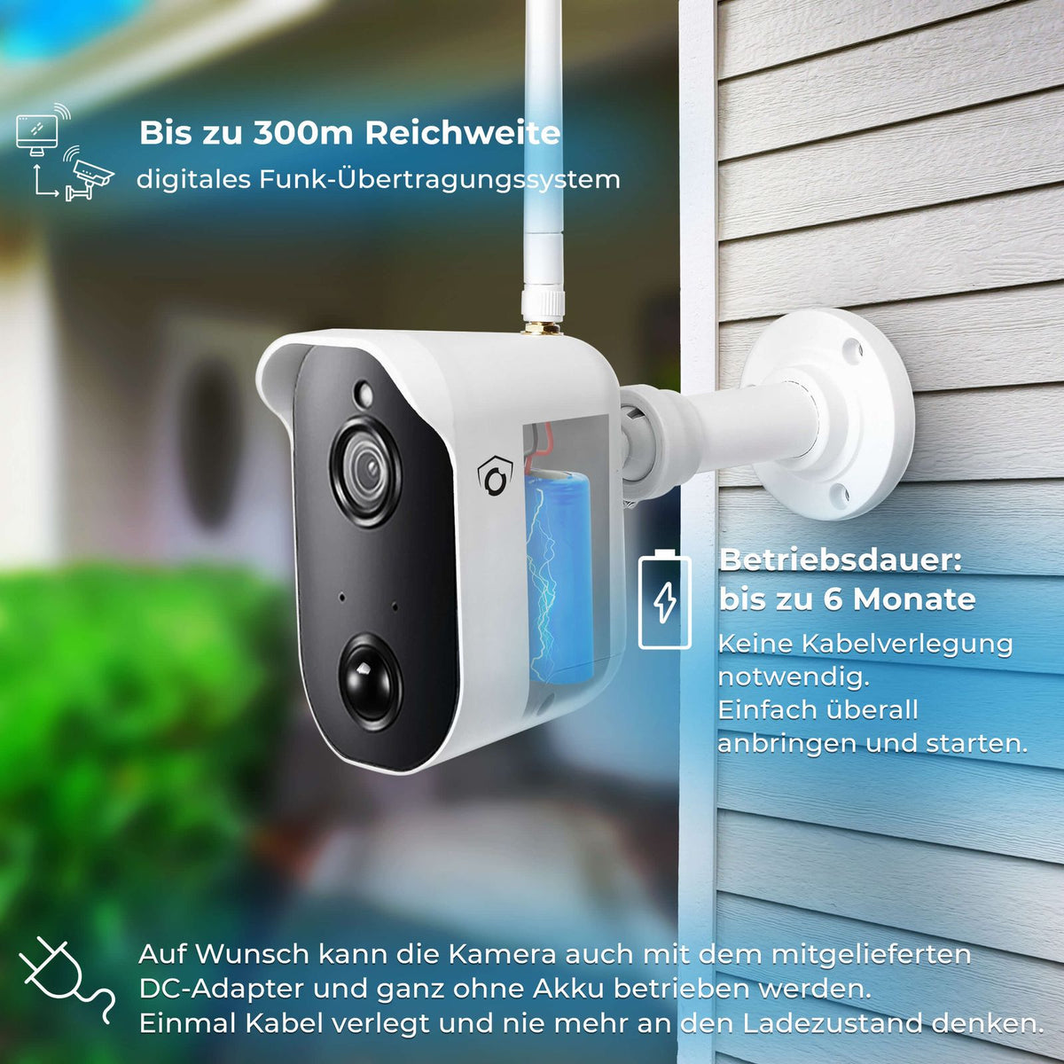 LUVISION Wireless Camera 1080p with Rechargeable Battery, PIR, Microphone, Speaker, Sun Protection, Solar Compatible (for Expansion)