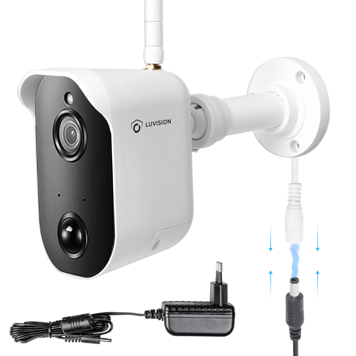 LUVISION Surveillance Camera with Microphone Speaker 1080p with Power Supply 24/7 Recording (for expansion)